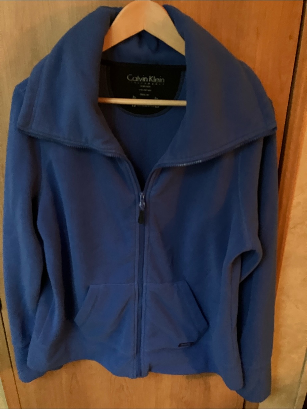 Calvin Klein Women's Royal Blue Performance Fleece Zip Up Jacket High Collar XL